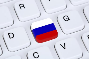 Rusya bayrağı internet bilgisayar klavye üzerinde