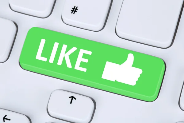 Como ícone de botão polegar até mídia social ou internet de rede — Fotografia de Stock