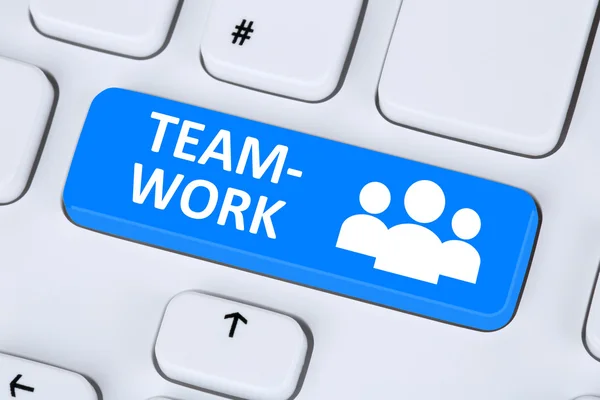 Teamwork and business team online on the internet — Stock Photo, Image