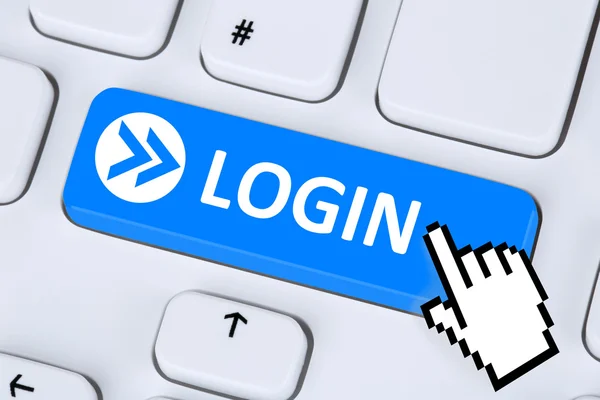 Login button submit with password on internet computer — Stock Photo, Image