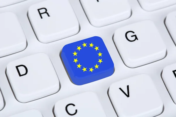 Europe, EU, European Union flag internet on computer keyboard — Stock Photo, Image