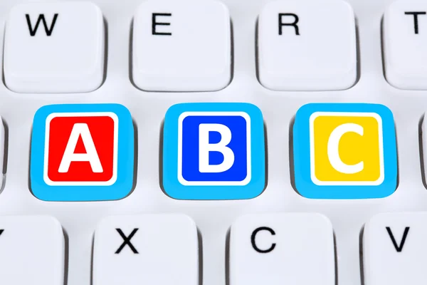 Back to school learning ABC for student on computer private less — Stock Photo, Image