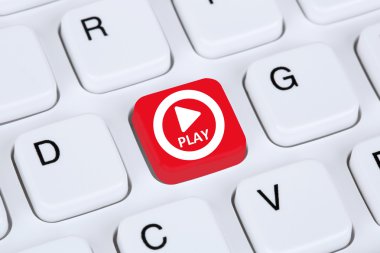 yürüt düğmesi müzik ya da film internet bilgisayar üzerinde dinlemek için