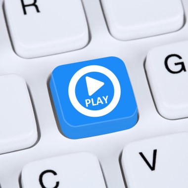 bilgisayar kavramı oynamak müzik ya da film üzerinde dinlemek için düğme 