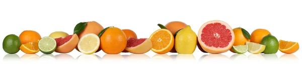 Fruits oranges citron pamplemousse dans une rangée — Photo
