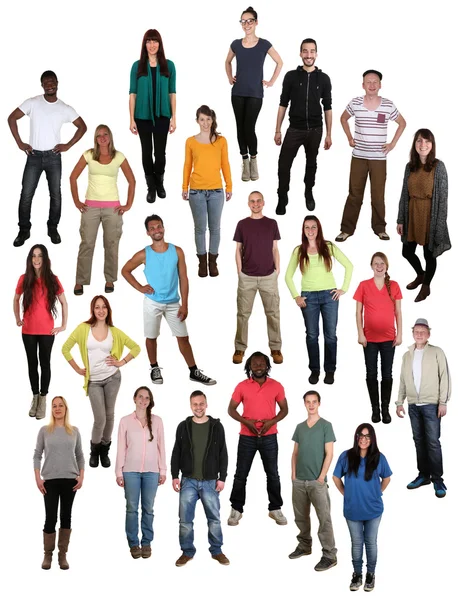 Large group of young happy smiling people background — Stock Photo, Image