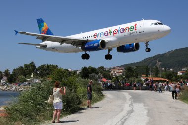 Small Planet Airlines Airbus A320 airplane Skiathos airport