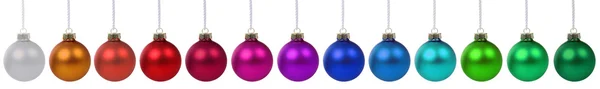 Colorful Christmas balls border in a row isolated — Stockfoto