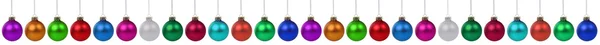 Colorate palle di Natale decorazione bordo in fila isolato — Foto Stock
