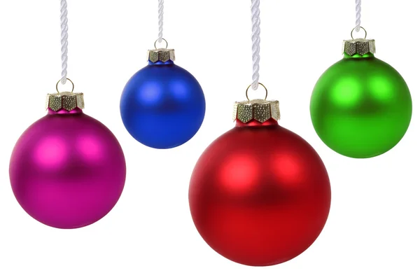Christmas balls hanging isolated — 스톡 사진
