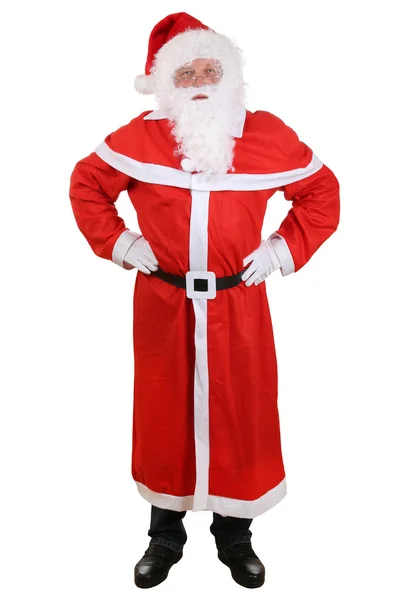 Weihnachtsmann isoliert Ganzkörperporträt mit Hut und Bart auf — Stockfoto