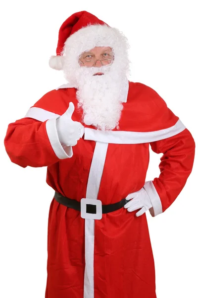 Santa Claus portrait showing on Christmas thumbs up isolated — Stok fotoğraf