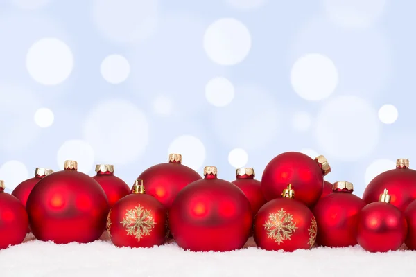 Christmas card red balls ornaments with copyspace Royalty Free Stock Photos