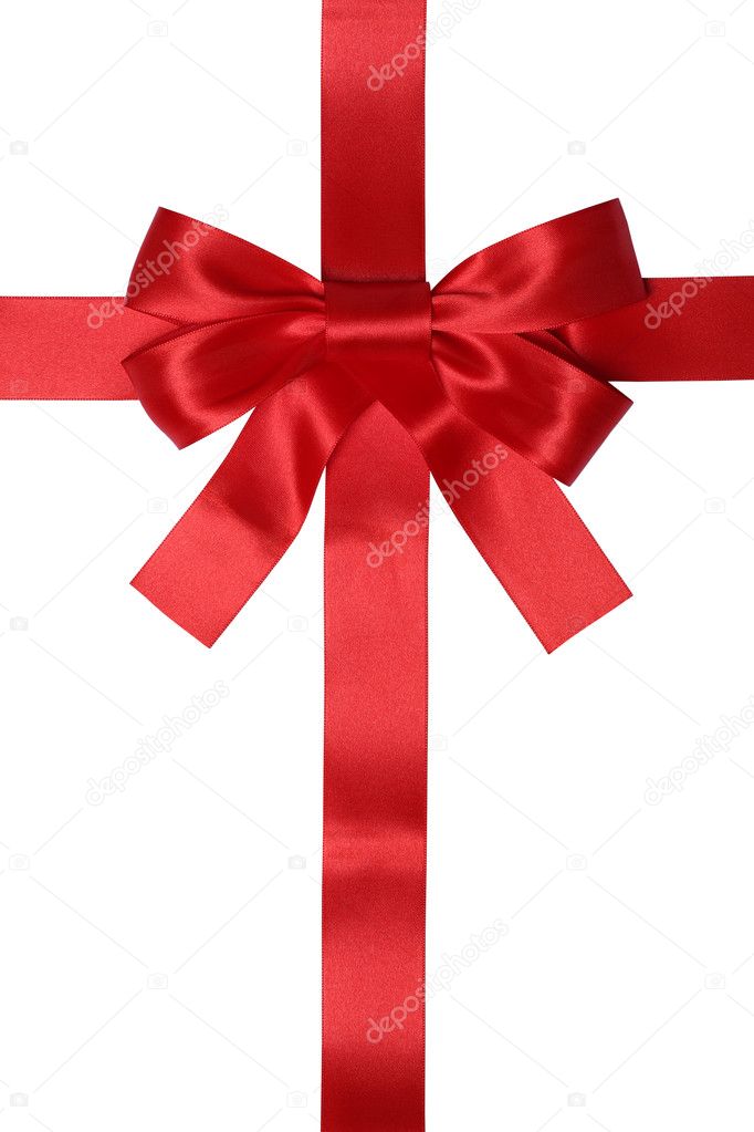 Red ribbon gift with bow for gifts on Christmas or Valentines da