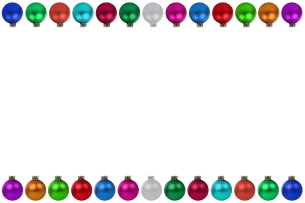 Färgglada Christmas bollar grannlåt ram isolerade — Stockfoto