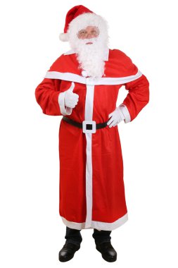 Santa Claus full length portrait showing thumbs up on Christmas