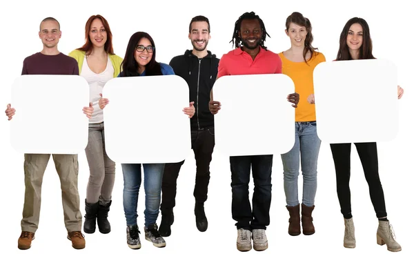 Grupo de jóvenes multiétnicos con copyspace para cuatro personas —  Fotos de Stock