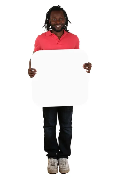 Fiatal fekete afrikai férfi, gazdaság copyspace, a levél vagy a szöveg — Stock Fotó