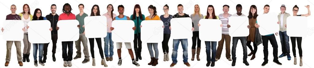 Group of young multi ethnic people holding copyspace for eleven 
