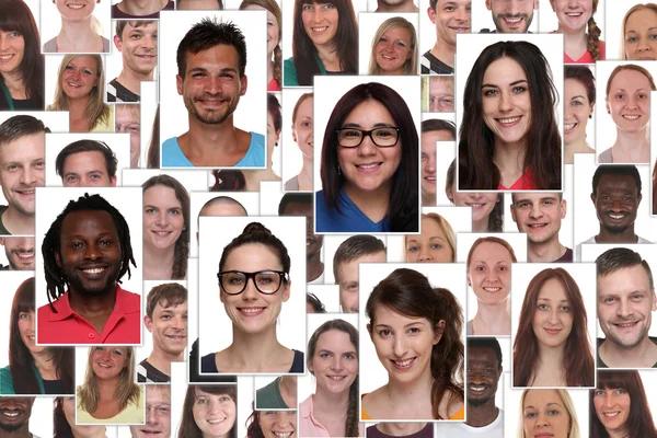 Fondo collage grupo retrato de multirracial joven sonriendo p —  Fotos de Stock