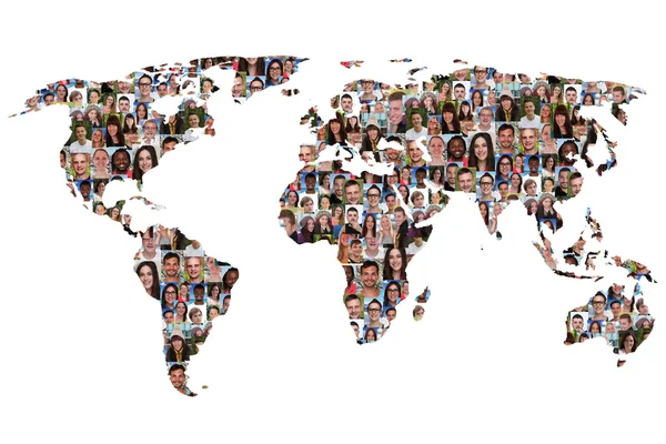 World map earth multicultural group of people integration divers — Stock Photo, Image