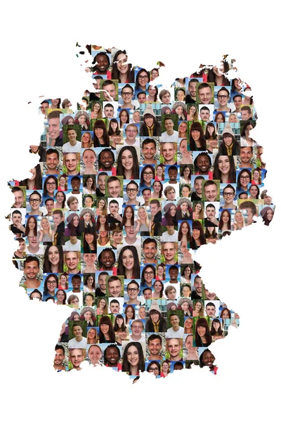 Germany map multicultural group of young people integration dive — Stock Photo, Image