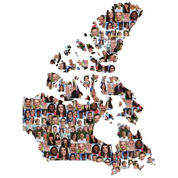 Canada map multicultural group of young people integration diver — Stock Photo, Image