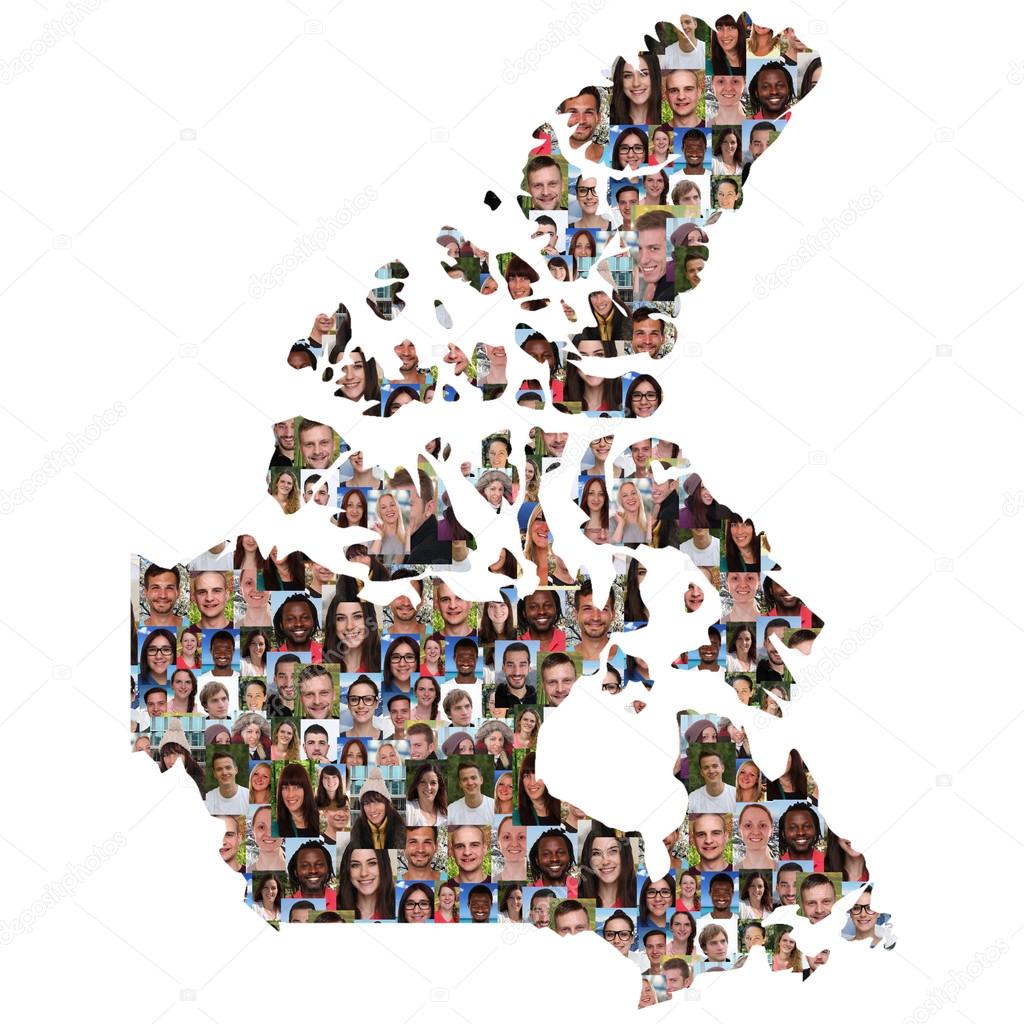 Canada map multicultural group of young people integration diver