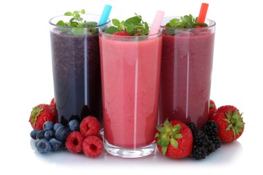 Smoothie fruit juice with fruits isolated