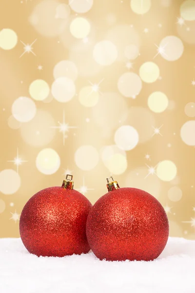 Christmas balls golden decoration with copyspace — Stok fotoğraf