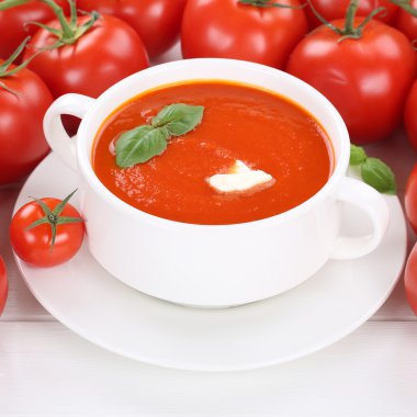 Tomato soup with tomatoes in bowl healthy eating