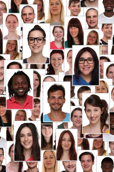 Achtergrond collage Groepsportret van de multiraciale jonge glimlachend p — Stockfoto