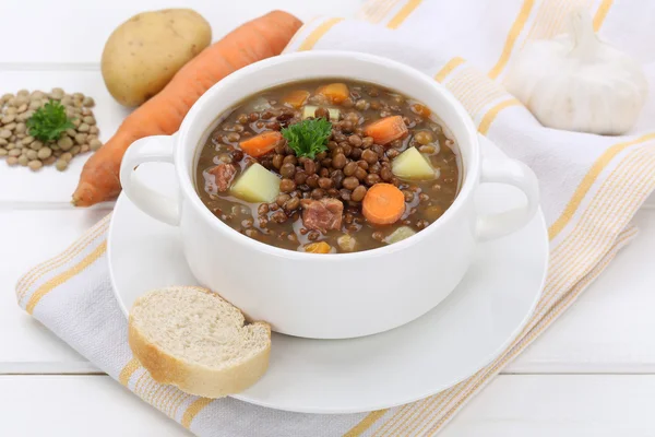 Zuppa di lenticchie in ciotola — Foto Stock