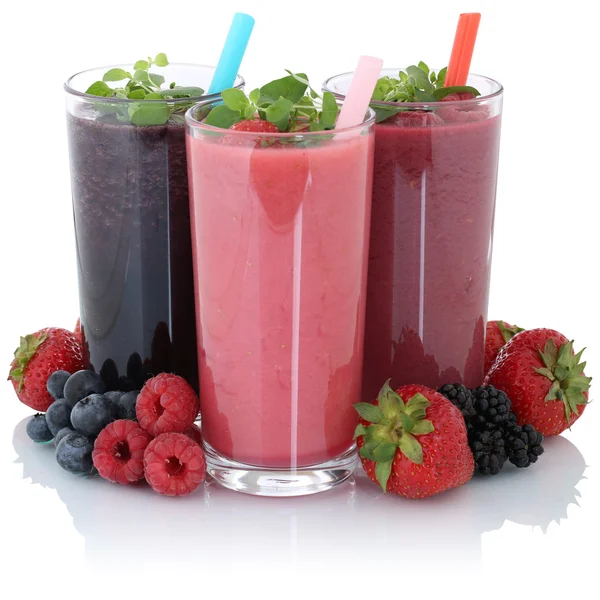 Smoothie zumo de fruta con frutas frescas aisladas —  Fotos de Stock