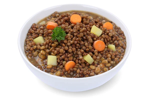 Lentil soup stew with lentils in bowl isolated — Stock Image Lentil soup stew with lentils in bowl isolated Royalty Free Stock Photos