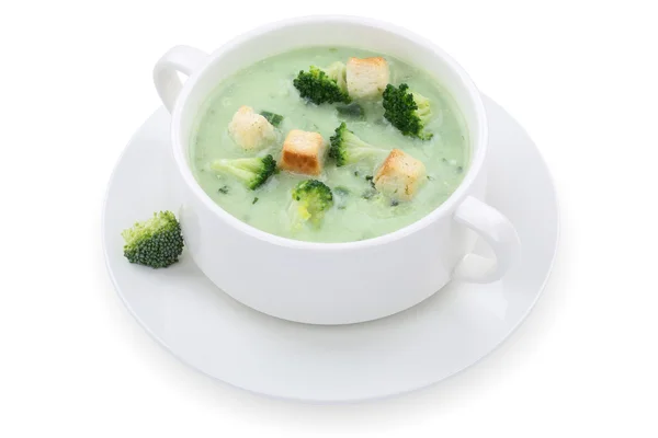 Broccoli soup in bowl isolated — Stock Photo, Image
