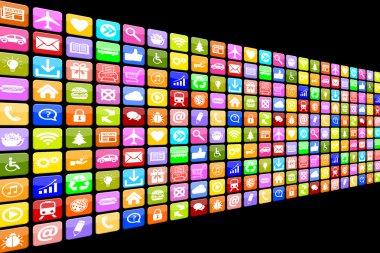Mobil cihazlar için uygulama Apps App simge simgeler çoklu ortam kümesi veya sma