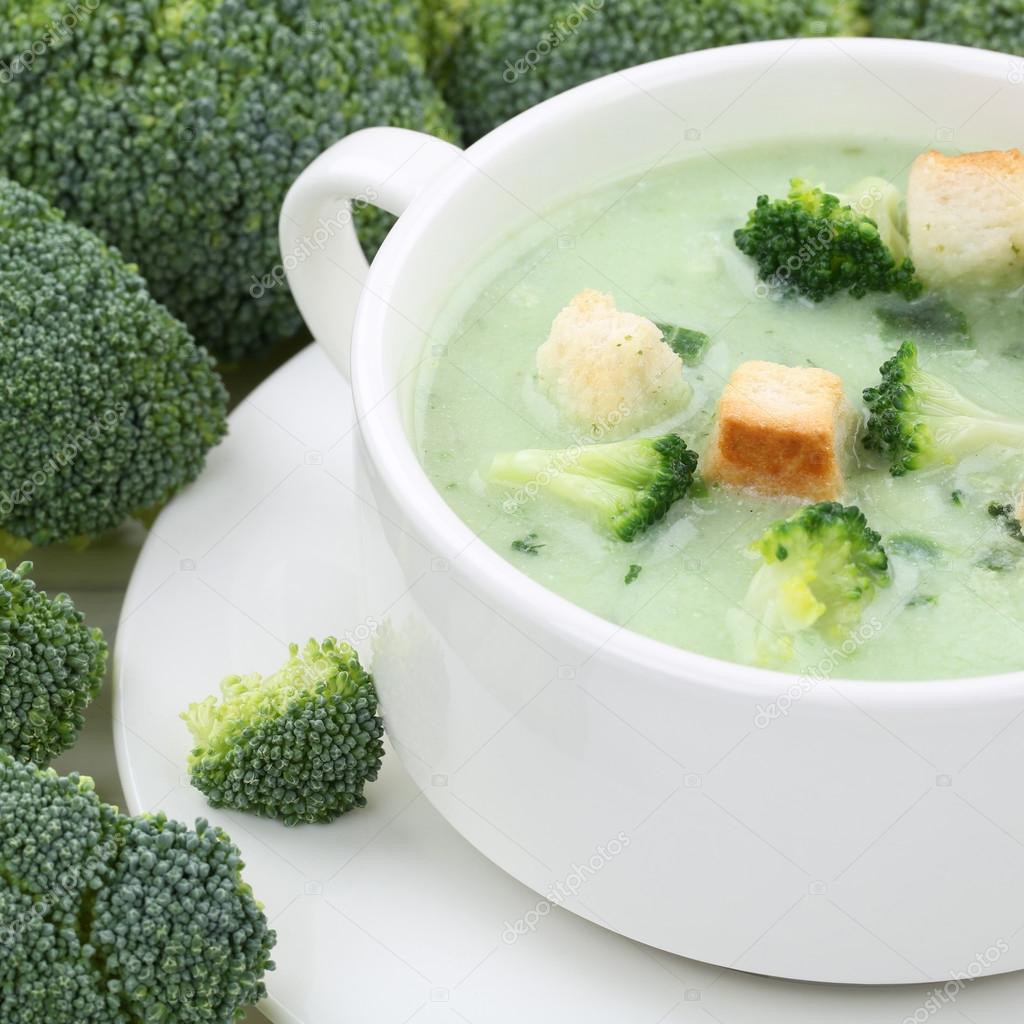 Broccoli soup in cup closeup healthy eating