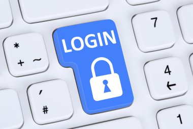 Login button submit with password online on internet web compute