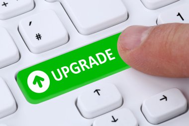 Upgrade upgrading software program symbol on computer keyboard