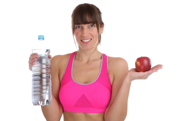 Gesunde Ernährung Sport Fitness junge, schlanke Frau mit App — Stockfoto