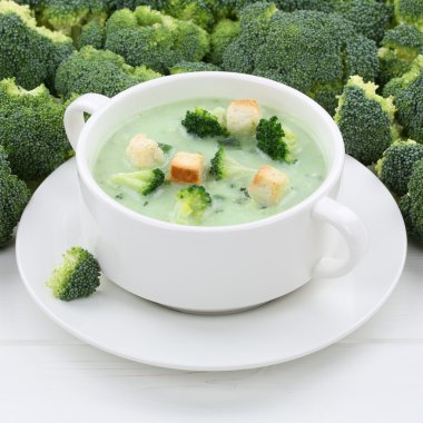 Healthy eating broccoli soup in bowl