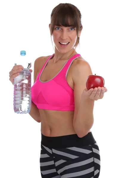 Healthy eating diet apple fruit drinking fitness fit slim woman — Stock fotografie