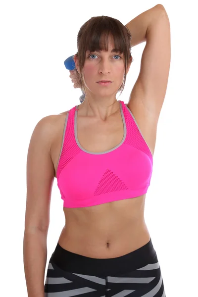 Fitness donna a allenamento sportivo allenamento tricipiti esercizio con d — Foto Stock