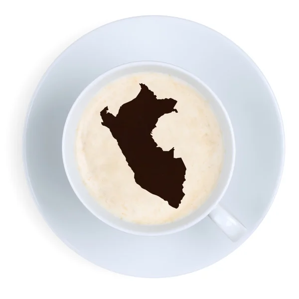 Café en taza de Perú mapa aislado —  Fotos de Stock