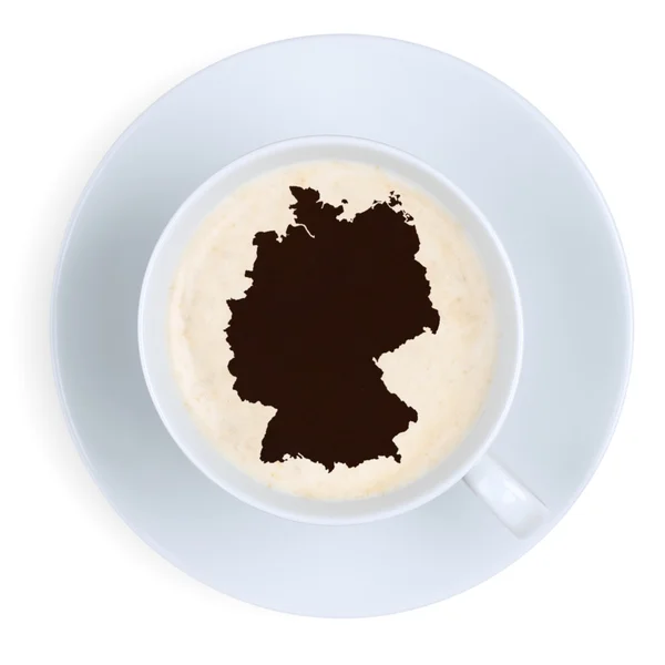Koffiepauze in Duitsland kaart cup geïsoleerd — Stockfoto
