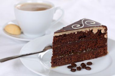 Kahve ve kek çikolata tart tatlı