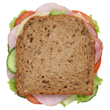 Sandviç tost ekmek izole jambon en iyi manzaralı kahvaltı için