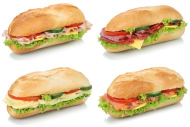 Alt Şarküteri topluluğu baget sandviç ile salam, jambon ve