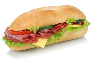 Alt Şarküteri sandviç baget ile izole salam